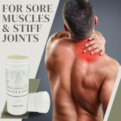 User applying KANU Regeneration Balm to sore joints for cooling relief.