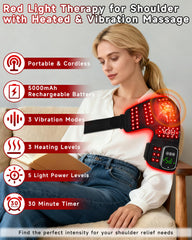 Kaoudt shoulder wrap demonstrates vibration massage in action for comfort.