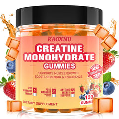 KAOXNU Creatine Gummies jar, front view for convenient daily workout support.