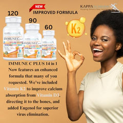 KAPPA NUTRITION Immune C Plus bottle pour showing easy-to-swallow capsules