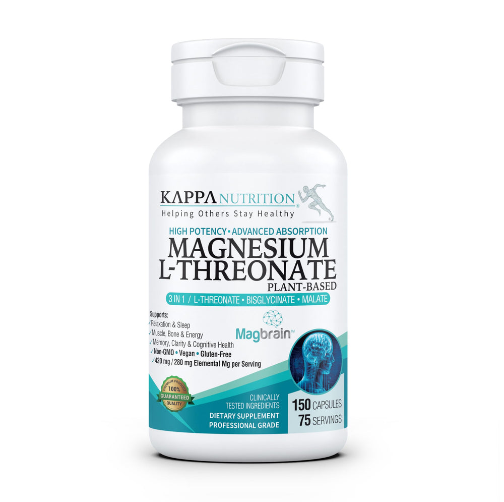 Kappa Nutrition MagBrain magnesium bottle for daily focus support.