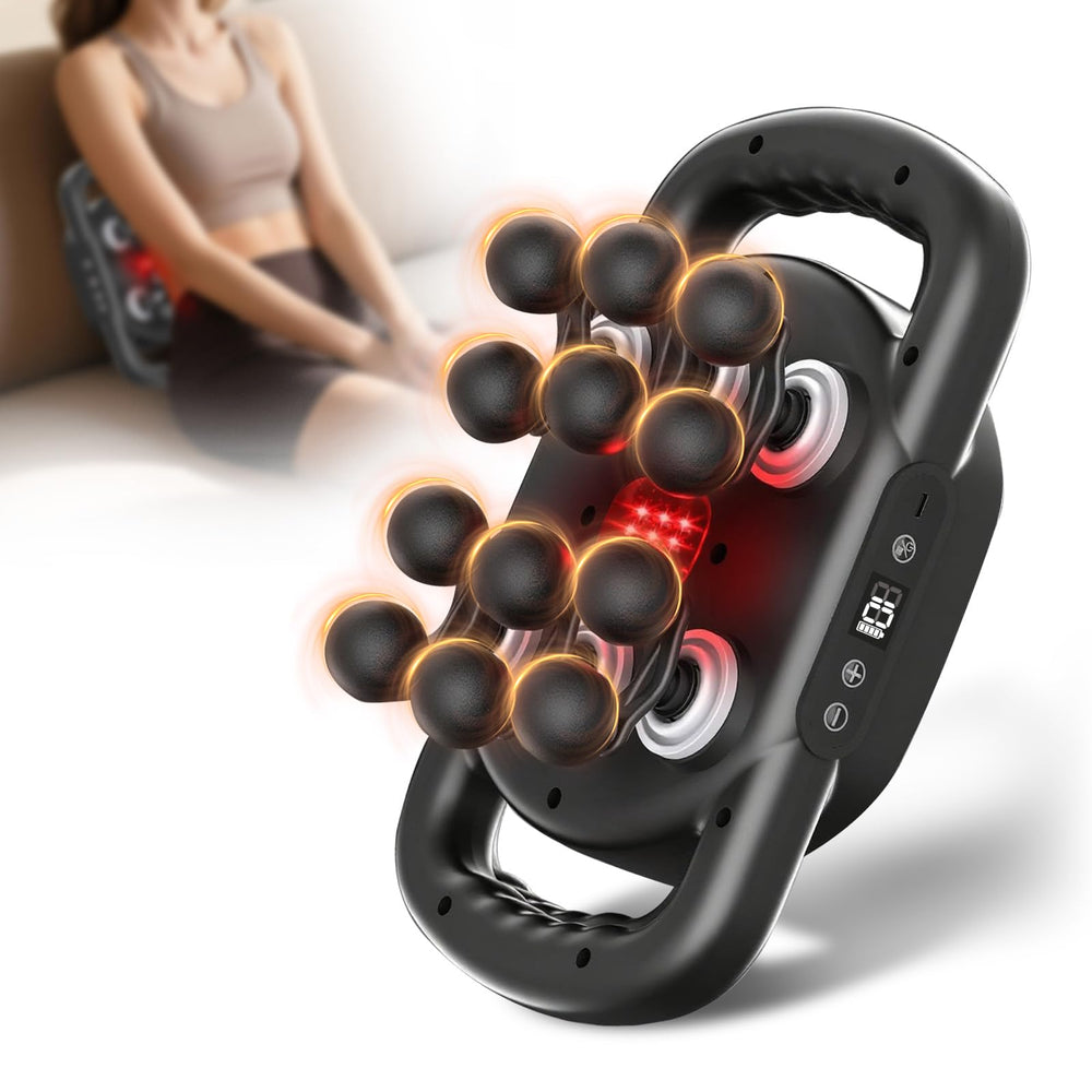 Karrong 12-head massage gun delivers back coverage for quick relief.