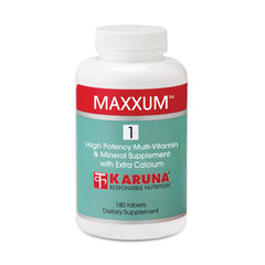 Karuna MAXXUM 1 bottle shot showing easy-to-swallow capsules for daily nutrient support