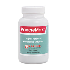 Karuna PancreMax 60C bottle label showing high-potency digestive enzymes