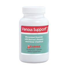 Karuna Venous Support bottle displaying 90 capsules for daily circulation support