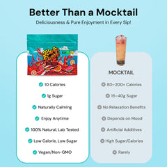 KAVA PUNCH glass with the drink shows a low-calorie relaxation option.