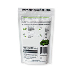 Kavafied KAVA Supreme lab-tested seal on packaging emphasizing safety and quality.