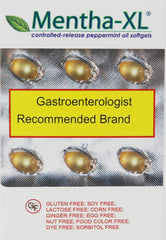 Kaxilu Mentha-XL peppermint oil softgels capsules close-up for convenient ingestion.