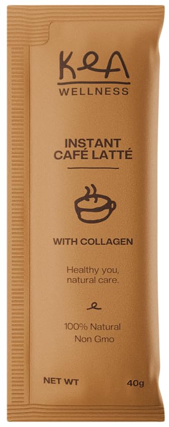 Kea Wellness latte collagen packaging shown with natural ingredients.
