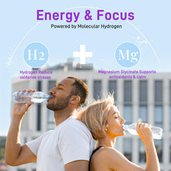 Kedicy athlete recovery scene with hydrogen water tablet imagery.