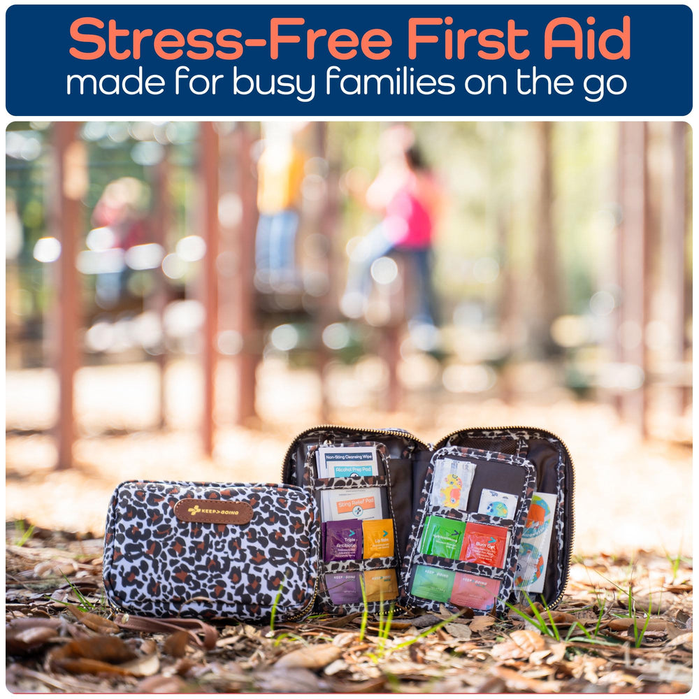 KEEP>GOING kit in diaper bag for quick access during outings.