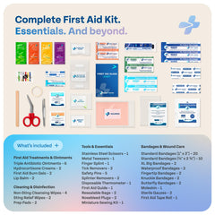 KEEP>GOING first-aid-kit contents arranged neatly inside a compact case for travel.