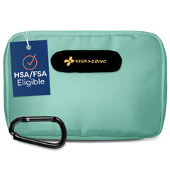 KeepGoing travel first aid kit case, stylish and organized for home or car safety.