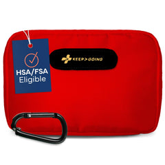 KeepGoing travel first aid kit in a sleek case, ready for quick access.