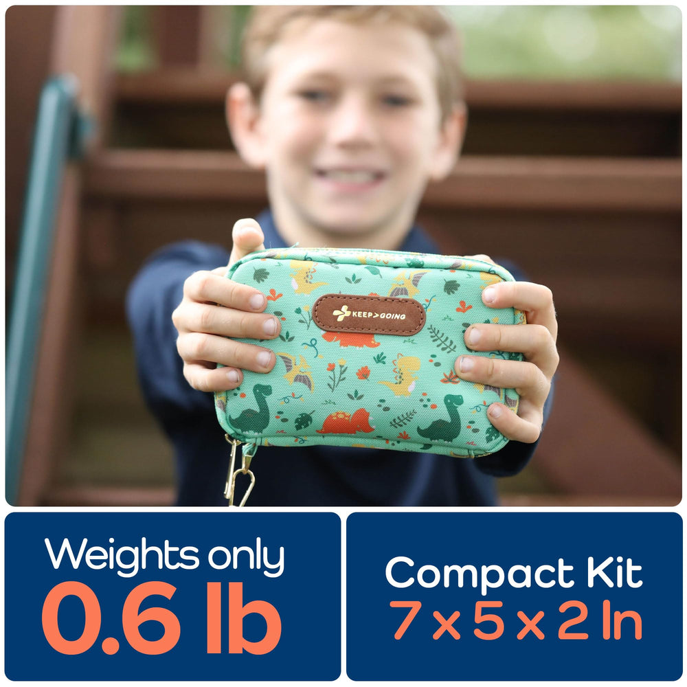 KeepGoing Travel First Aid Kit for Kids in backpack for school trips and adventures