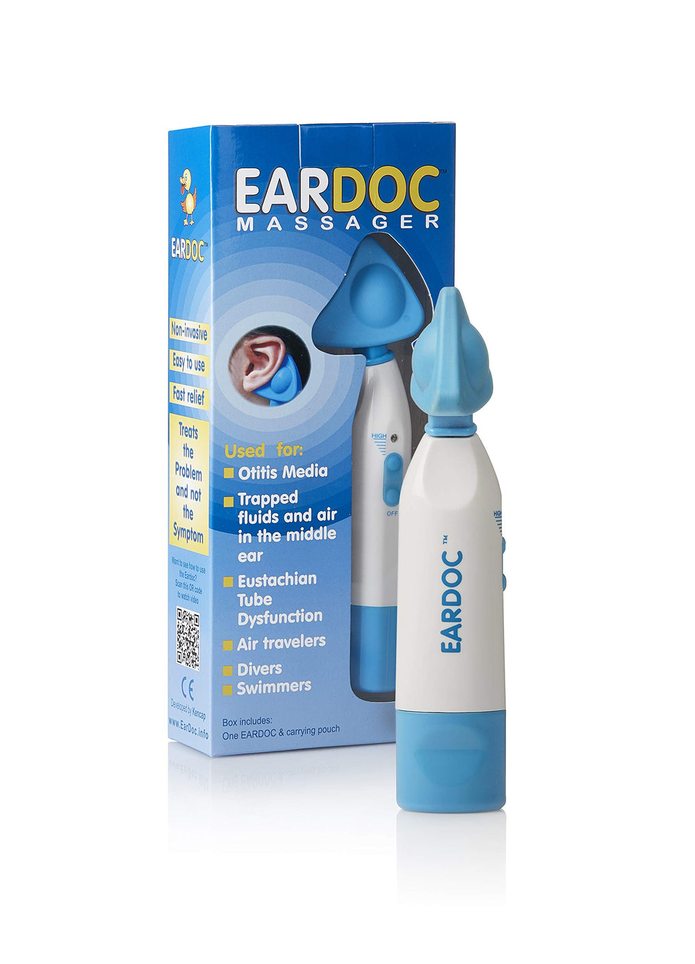 KenCap Eardoc Pro front view with curved head for comfortable ear treatment.