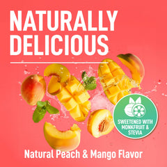 Keppi Electrolytes Peach Mango powder scoop ready to mix for sugar-free hydration.