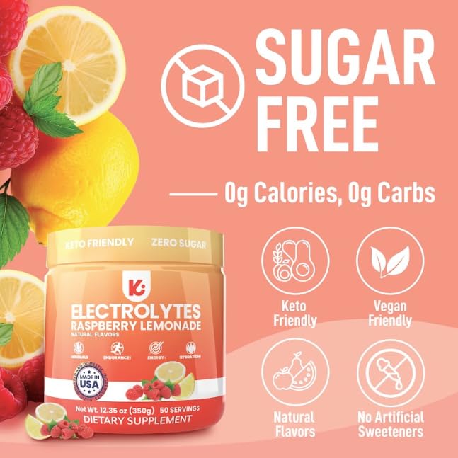 Keppi electrolytes powder raspberry lemonade ready in bottle for on the go