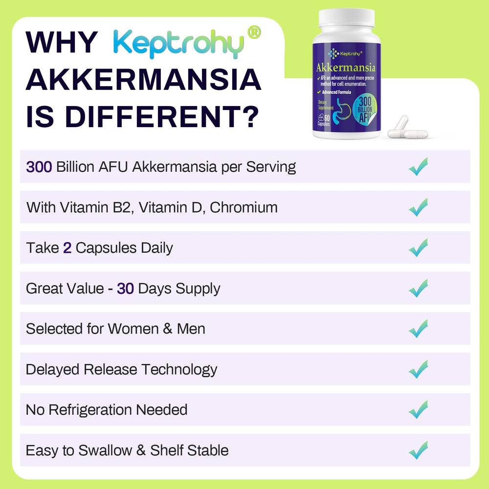 Keptrohy Akkermansia capsules ready for daily digestive balance