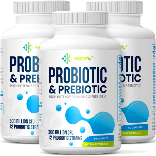 Keptrohy probiotics 300B CFU bottle showcases high potency for daily digestion.