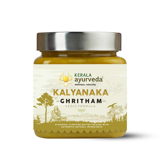 Kerala Ayurveda Kalyanaka Ghritham bottle for calm mind and focus.