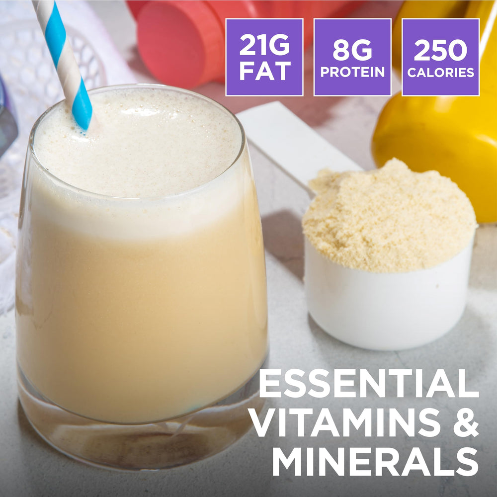 Keto Science Ketogenic Meal Shake vanilla close-up ingredients, featuring MCTs and fats.