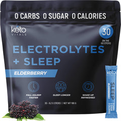 Keto Vitals Sleep Drink elderberry flavor packet ready for nighttime hydration.