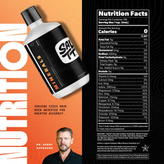 Vegan, gluten-free, non-GMO badge on SALTT minerals packaging.