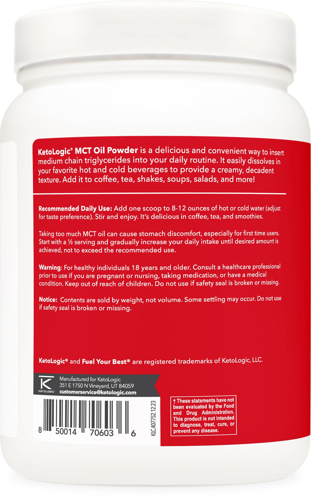 Ketologic MCT powder Hazelnut Cream dissolves easily in hot coffee