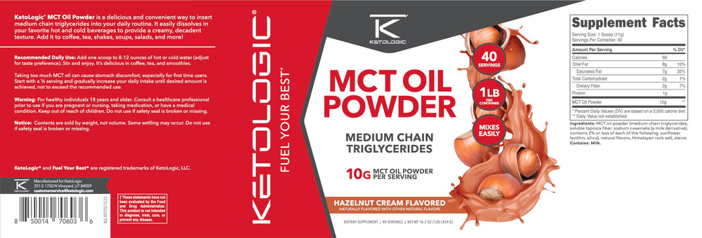 Ketologic MCT powder Hazelnut Cream kitchen scene shows everyday use