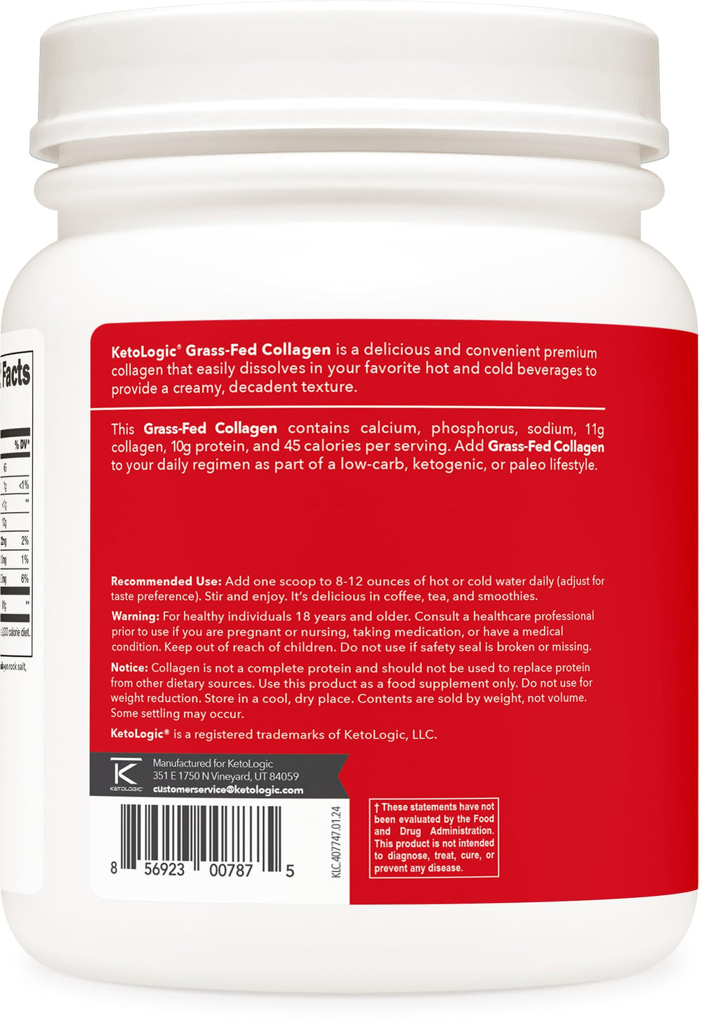 Ketologic vanilla collagen powder dissolves smoothly in coffee for creamy texture