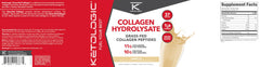 Ketologic vanilla collagen powder label shows NSF GMP insignia close-up