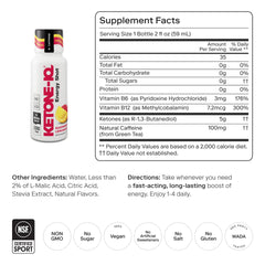 Ketone-IQ bottle label closeup highlighting sugar-free, fast-acting energy.