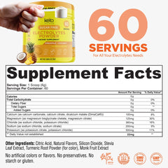 Keto Vitals Electrolytes drink glass highlights refreshing pineapple coconut flavor and hydration