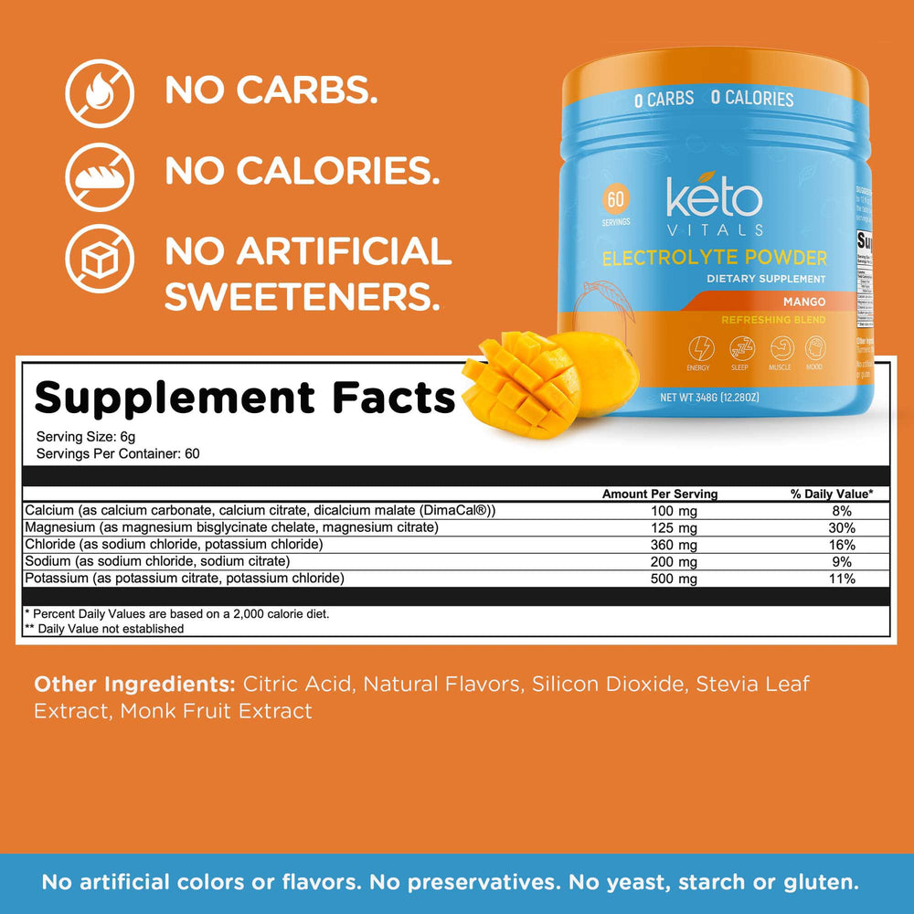 Keto Vitals electrolytes powder mixing in glass of water for quick hydration.