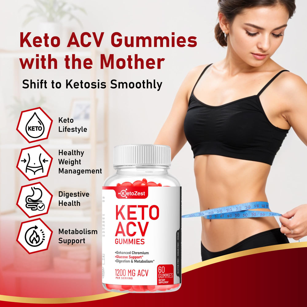 KetoZest Keto ACV Gummies bottle back view with nutrition details.