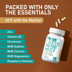 KetoZest Vitamin D3 Zinc Chromium blend panel shown for daily nutrients.