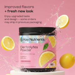 KEY NUTRIENTS pink lemonade electrolytes scoop for quick, mess-free mixing.