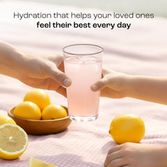 KEY NUTRIENTS pink lemonade electrolytes shaker ready for a fast blend.