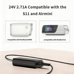 KFD AirSense 11 power supply compatibility image shows versatile output for uninterrupted CPAP sessions