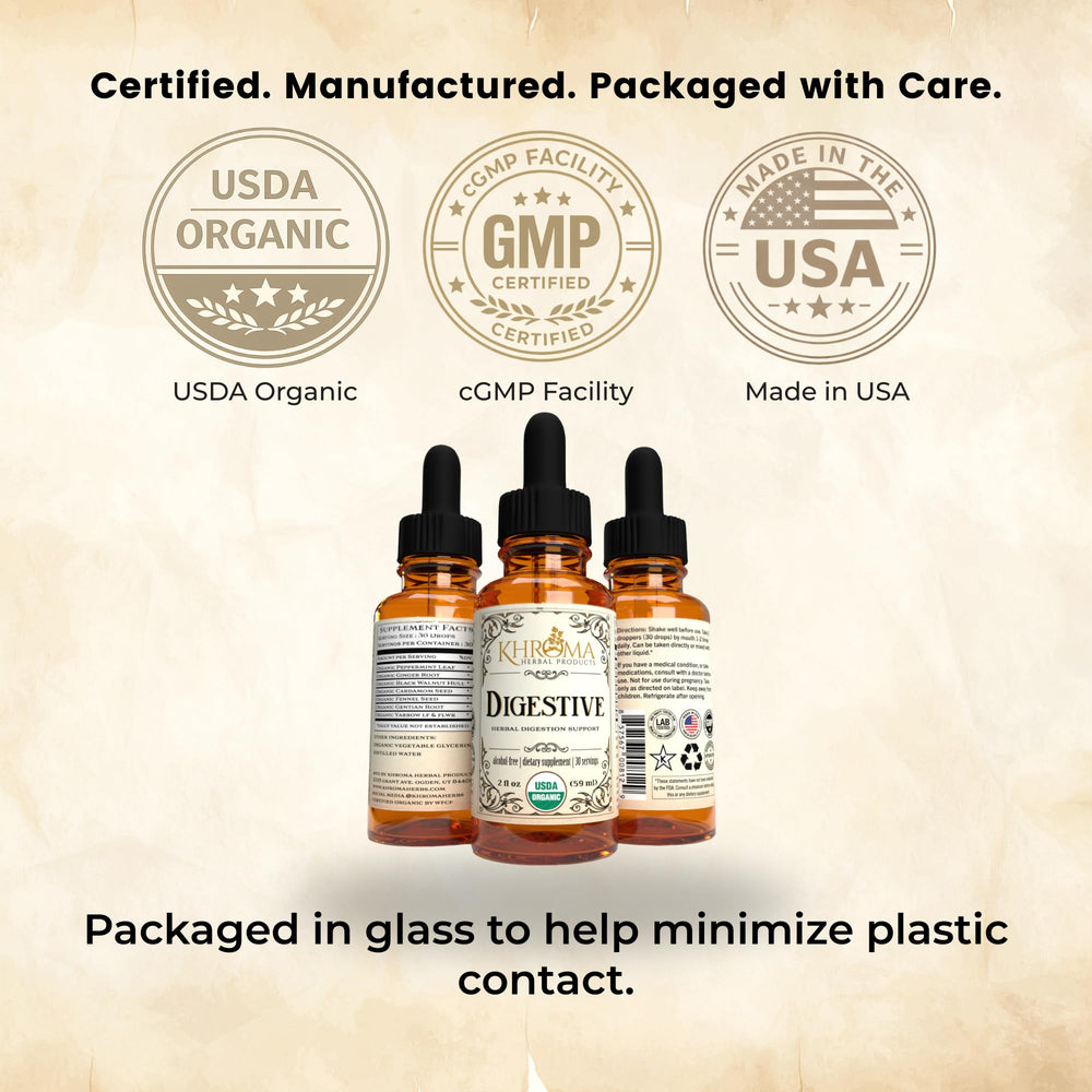 Khroma Organic Digestive Blend dispensing drops for flexible use