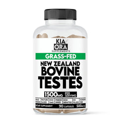 Kia Ora Supplements beef testes bottle label highlights purity and New Zealand sourcing