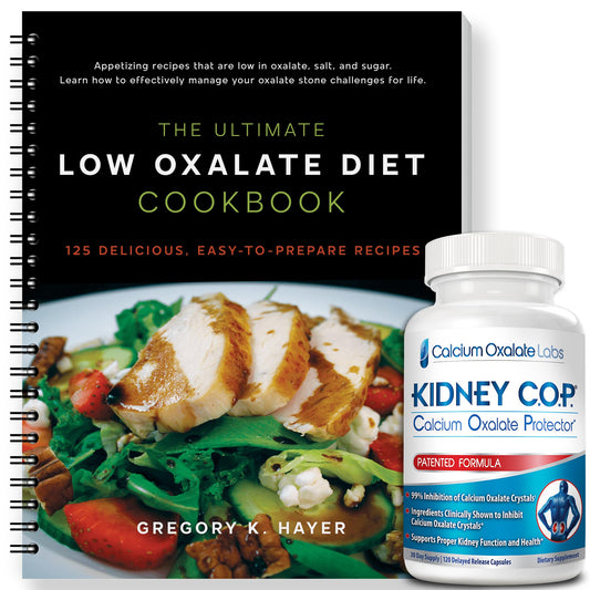 KIDNEY C.O.P. Calcium Oxalate Protector bottle with delayed-release capsules for intestinal absorption.