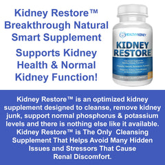 Kidney Restore bottle demonstrates kidney function support through natural ingredients