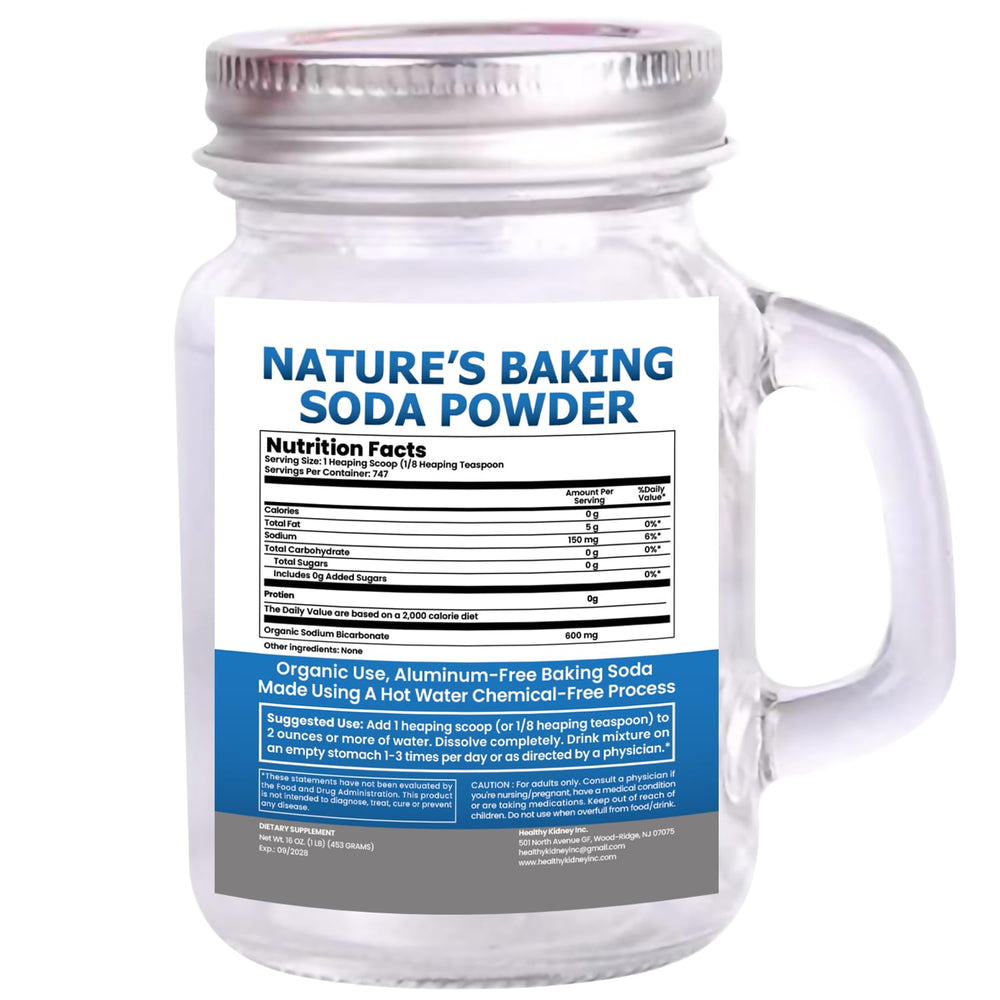Kidney Restore organic baking soda jar with lid for daily use
