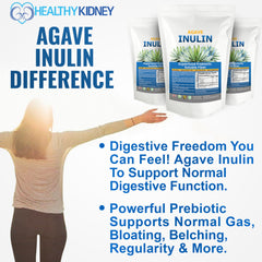 Kidney Restore Organic Inulin Powder pouring into a glass shows convenient supplementation.