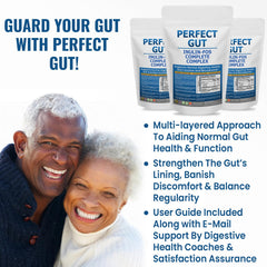 Kidney Restore Perfect Gut powder beside yogurt for a convenient prebiotic boost.