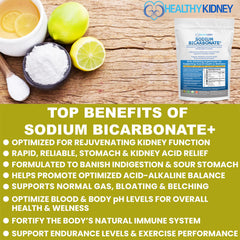 Measuring scoop beside a glass of alkaline water using Kidney Restore powder.