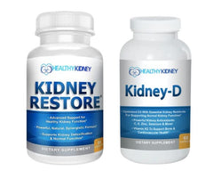 Kidney Restore probiotic blend capsules on bottle, suggesting toxin elimination support.