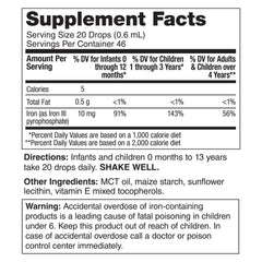 KidStar BioFe Pure Iron Drops next to spoon discreet iron addition to meals.